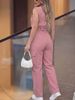 Women's Two Piece Set Elegant Collared Cardigan Top And Loose Straight Leg Trousers Summer Outfit Elastic Waist Short Sleeve_ecoleips.com
