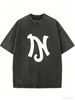 Ladies Baggy Streetwear Tee, Retro Faded Washed Summer Basic Wear_ecoleips.com