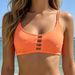 Solid Orange Ladder Cutout Bikini Top Floral Print Side Tie High Cut Bikini Bottom Two Piece Women Beach Swimsuit_ecoleips.com
