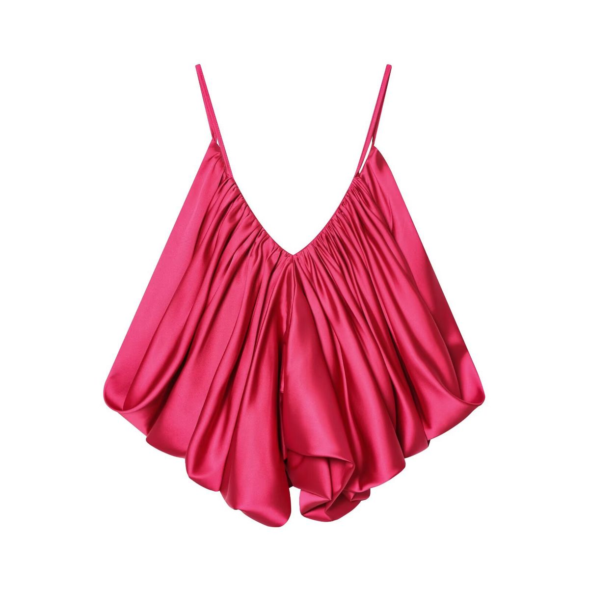 Satin-Feel Crinkle Strap Camisole Top For Women, Fashion Loose Fit Ribbed Texture Slip Dress Inner, 6 Colors_ecoleips.com