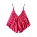 Satin-Feel Crinkle Strap Camisole Top For Women, Fashion Loose Fit Ribbed Texture Slip Dress Inner, 6 Colors_ecoleips.com