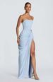 European And American Style Asymmetrical Pleated Strapless Dress Sexy High Slit French Romantic Women's Clothing/Dress_ecoleips.com