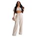 Casual Ruffled Two Piece Trousers Set Women's Clothing_ecoleips.com