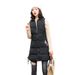 Women's Longline Slim Fit Quilted Vest With Hood, Winter Warm Padded Coat, Fleece Lined Zip Up Waistcoat For Casual & Office Wear_ecoleips.com