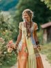 Summer Bohemian-Style 3D Printed Tassel Long Dress, Women's Vacate-Style Beach Waist-Cinching Dress_ecoleips.com