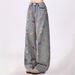 Women's Clothing High Waist Ripped Jeans Wide Leg Design Embroidered Bear Detail Spring Autumn Fashion Casual Denim_ecoleips.com