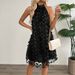 Butterfly Off-Shoulder Dress French-Inspired A-Line Adjustable Neck Tie S-XL Flowy Chiffon Polyester Women's Dress_ecoleips.com
