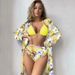 Women's Clothing New Bikini Three Piece Swimsuit High Waisted Printed Long Sleeved Cover Up Bikini_ecoleips.com