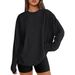 Women's Long Sleeved Base Shirt round Neck Loose Rayon T-Shirt plus Size European And American Style Inner Layer Top_ecoleips.com