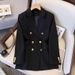 Women's Stylish Polyester Suit Set - Slim Fit Blazer & Wide Leg Pants For Office & Casual Wear Breathable Polyester Fabric_ecoleips.com