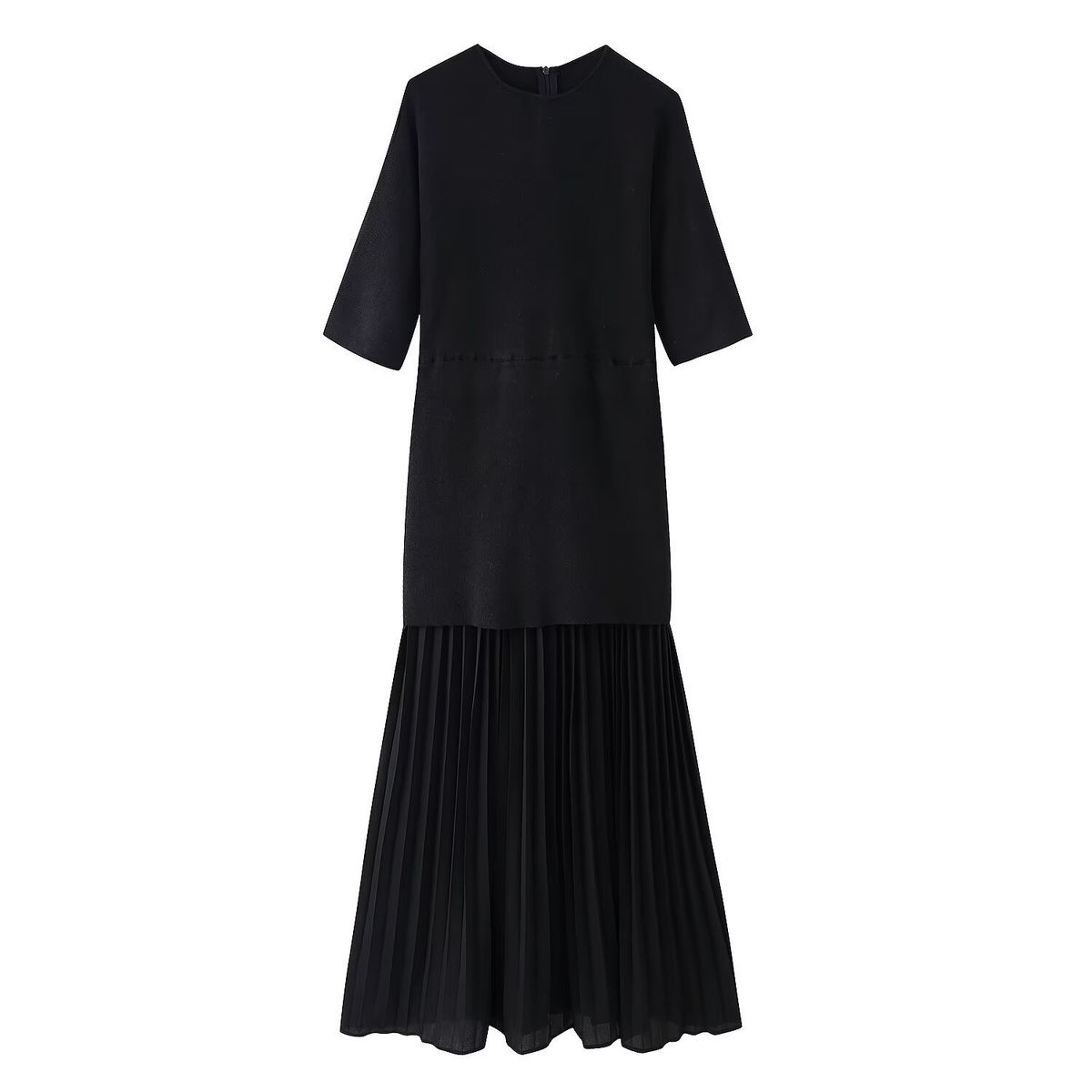 Women's Ruched Panel Round Neck Short Sleeve Casual Midi Dress – Elegant Summer Gown 2026_ecoleips.com