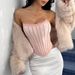 Elegant Pure Desire Style Floral Lace Slim Fit Fishbone Corset With Backless Design And High-End Sexy Wrap-Breast_ecoleips.com