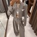 Women's Striped Blazer & Wide-Leg Pants Set – Business Casual Suit For Office & Travel (S-XL, Grey)_ecoleips.com