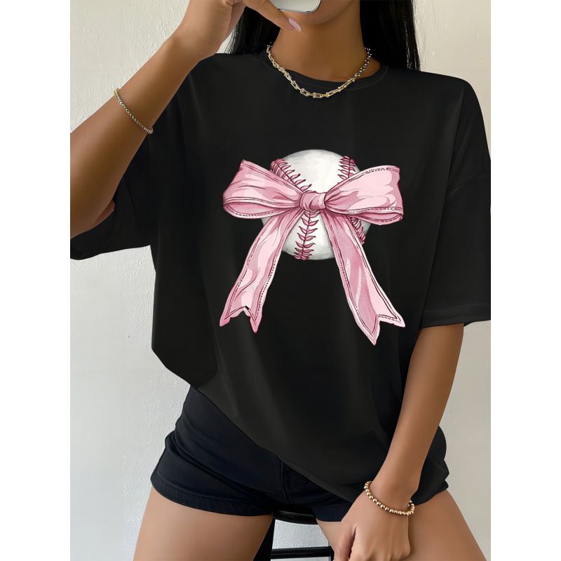 Women's Clothing Letter Pattern Loose Casual Printed Drop Shoulder T Shirt_ecoleips.com