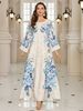 Women's Long Robe Fashion Print Beaded Rhinestone Dress, Elegant Evening Gown, Stylish Long Skirt, Perfect For Special Occasions_ecoleips.com