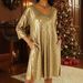 Elegant V-Neck Split Hem Flowy Midi Dress - Comfortable Polyester Blend For Casual & Travel Wear (S-3XL, Multiple Colors)_ecoleips.com