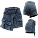 Women's Clothing Stretch Denim Overalls Zipper Multi Pocket Denim Shorts_ecoleips.com