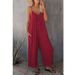 Suitable For All Seasons 2025 Summer New Women's Solid Color Pocket Loose Casual Strap Jumpsuit_ecoleips.com