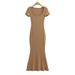 YPFF Trendy Women's Dress, European American Internet Celebrity Style, Pure And Sexy, Square Neck, Slim Fit, High Waist,_ecoleips.com