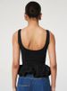 Square Neck Tank Tops For Women Sleeveless Backless Crop Top With Peplum Bubble Hem Summer Top Black White_ecoleips.com