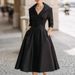 Elegant Slimming Long Dress For Women Style Waist Cinching Forma Long Sleeve_ecoleips.com