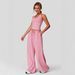 Women's Clothing Comfortable Two Piece Set Backless Wide Leg Trousers Sporty Casual Design Beautiful Loose Fit Pant Set_ecoleips.com