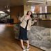 Women's Blazer Jacket Oversized Casual Spring Autumn Short Trench Coat With Waist Tie Petite-Friendly Workwear_ecoleips.com