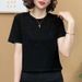 Short-sleeved T-shirt For Women's Middle-aged Versatile New Foreign-style Mother Age-reducing Fashion Casual Loose And Thin Summer Top For Women_ecoleips.com