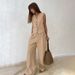 European And American Commuter Khaki Suit Vest Trousers Two Piece Suit Women's Clothing Fashion Cotton And Linen Suit_ecoleips.com