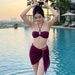 New Elegant Purple Bikini Three Piece Set For Women Flattering Slimming Swimwear For Vacations Hot Springs Beaches_ecoleips.com