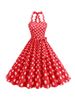 Women's Vintage High-Waist Polka Dot Party Dress Summer 50s Style Robe Beachwear Large Size Female Clothing With Belt_ecoleips.com