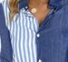 Women's Clothing Striped Color Matching Long Sleeve Comfortable Casual Buckle Mid-length Shirt_ecoleips.com