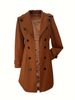 Elegant Women's Double Breasted Woolen Coat Solid Color European American Style Spring Autumn Winter Regular Fit Fashion Overcoat_ecoleips.com