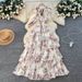 Women's Floral Halter Neck Sleeveless Dress Summer Vacation Style Tie Waist Slimming Ruffle Long Dress For Spring/Autumn_ecoleips.com