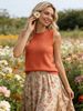 Casual Vacation Knit Sleeveless Top, Women's Crew Neck Loose Tank_ecoleips.com