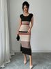 Women's Clothing Mid-Length Knit Skirt Style Casual Fashion Summer Dress Colorful Striped Slit Design Hot Selling_ecoleips.com