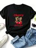 Women Crew Neck Short Sleeve T Shirt Cherry Sweet Girl Leopard Bow Graphic Tee Retro Cute Casual Loose Summer Streetwear Tops_ecoleips.com