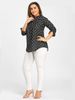 Hot Selling Ruffled V Neck Long Sleeve Polka Dot Plus Size Ruffled Top Shirt Fashionable Women's Clothing_ecoleips.com