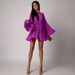 Women's Long Sleeve Dress Stylish Comfortable Solid Color Fitted Waist European American Style Spring Short Dress_ecoleips.com