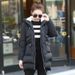 Women's Winter Parka Coat With Hood - Warm Quilted Jacket For Cold Weather, Oversized Fit, Long Sleeve, Zip Closure, Black & Army Green_ecoleips.com