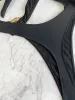 Sexy Black Ring Bikinis One Piece Cross Hollow High Waist Bathing Suits Biquini Back Tie Swimwear Women Beach Monokini Beachwear_ecoleips.com