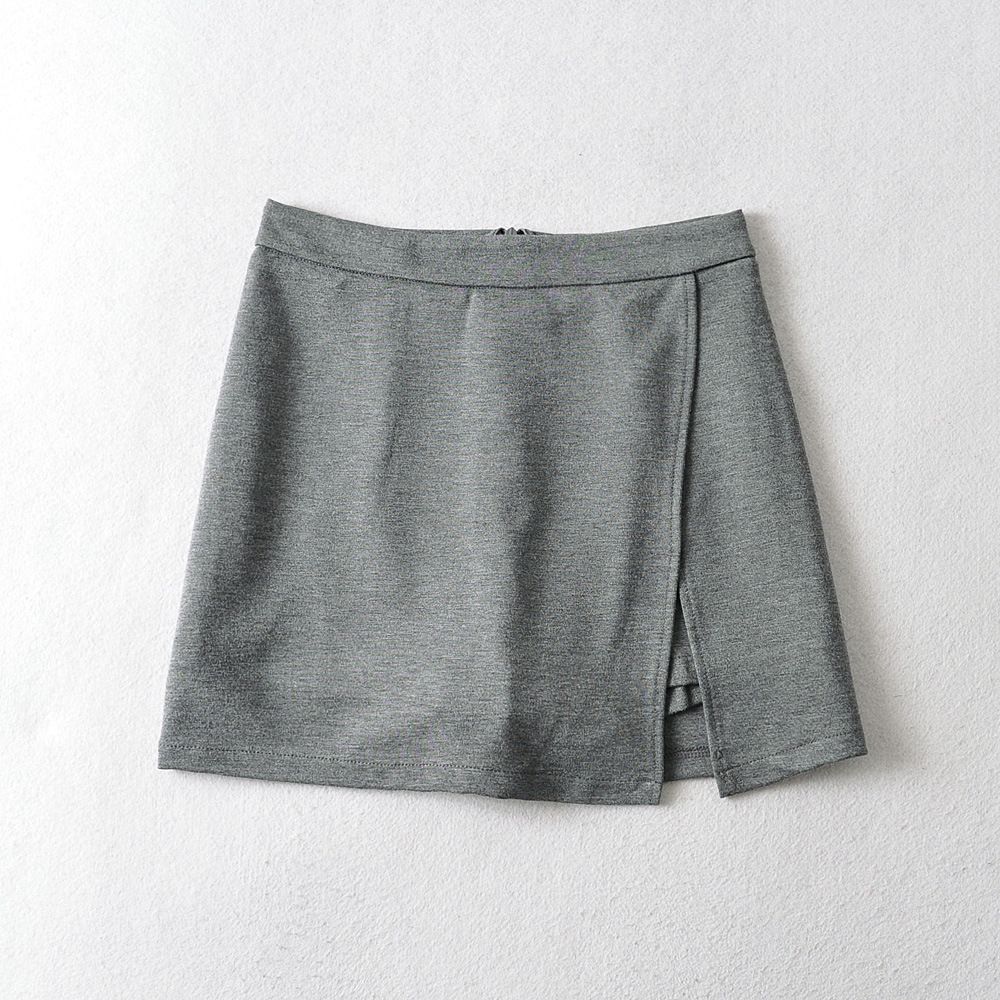 Verve 901 Autumn New High Waist Side Slit Short For Women Anti-Exposure A-Line Casual Half Skirt_ecoleips.com