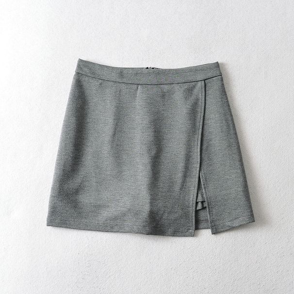 Verve 901 Autumn New High Waist Side Slit Short For Women Anti-Exposure A-Line Casual Half Skirt_ecoleips.com