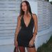 Talenza Women Summer Dress Fashion Sexy V-neck Pleated Backless New Dress Elegant Luxurious Party Vacation Women's Casual Dress_ecoleips.com