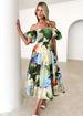 European And American Platform Cross-Border Spring Summer New Hot-Selling Off-Shoulder Printed Puff Sleeve Dress For_ecoleips.com