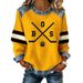 Women's Long Sleeve Waffle Print T-Shirt 3D Digital Print Casual Loose Fit round Neck Top for Streetwear And Travel_ecoleips.com