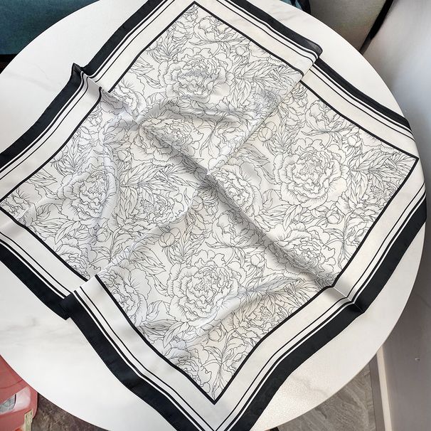 Women's Thin Printed Silk Scarf 70cm Satin Small Square Casual Headscarf For Fashionable Muslim Accessories_ecoleips.com