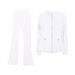 Women's Clothing Gold Long Sleeved Slim Fit Jacket And Flared Pants Set Elastic Waist Sports Running Yoga Outerwear For Women_ecoleips.com