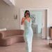 Women’s Low-Cut Floral Print Slit Dress – Sexy Vacation Mini Dress, Retro & Bodycon Strap Dress_ecoleips.com