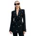 Elegant Rhinestone Embellished Slim Fit Blazer & Pants Suit Set For Women - Formal & Party Wear Two-Piece Outfit_ecoleips.com